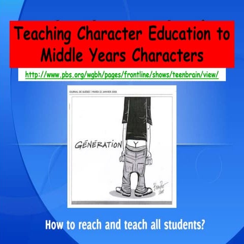 Topic 6: Teaching Character Education to Middle Years Characters