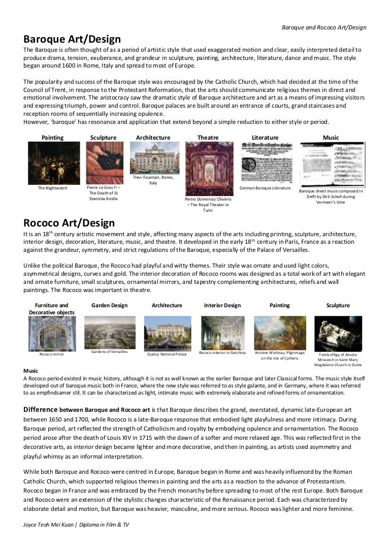 baroque and rococo art/design baroque and rococo art/design