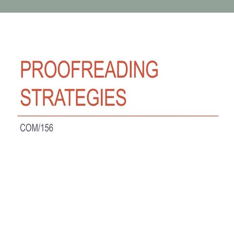 Proofreading Strategies