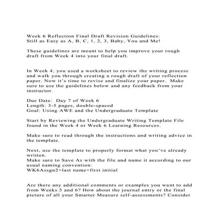 Week 6 Reflection Final Draft Revision Guidelines   Still as .docx