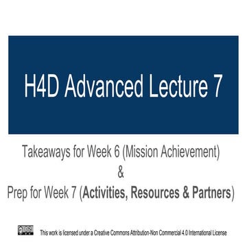 Lecture 6 Mission Achievement H4D Stanford 2016 | PPTX