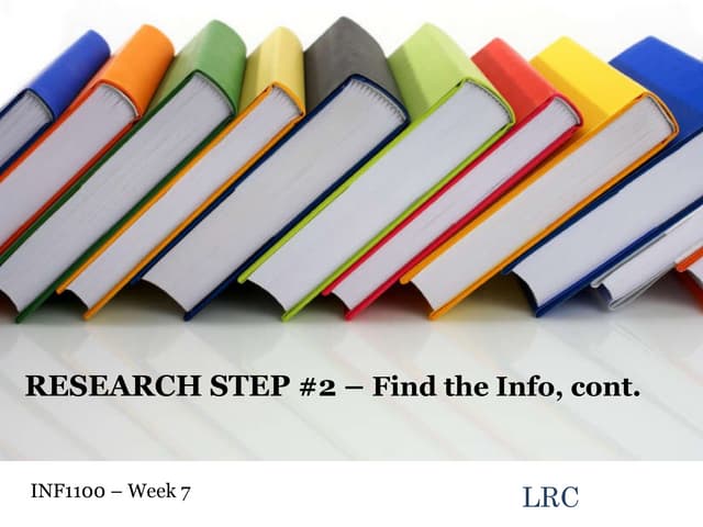 Information Literacy Week 7: Database Searching