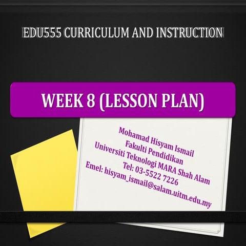 Week 8. guide to lesson plan