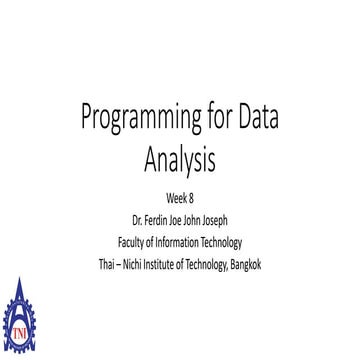 Week 8: Programming for Data Analysis | PPT