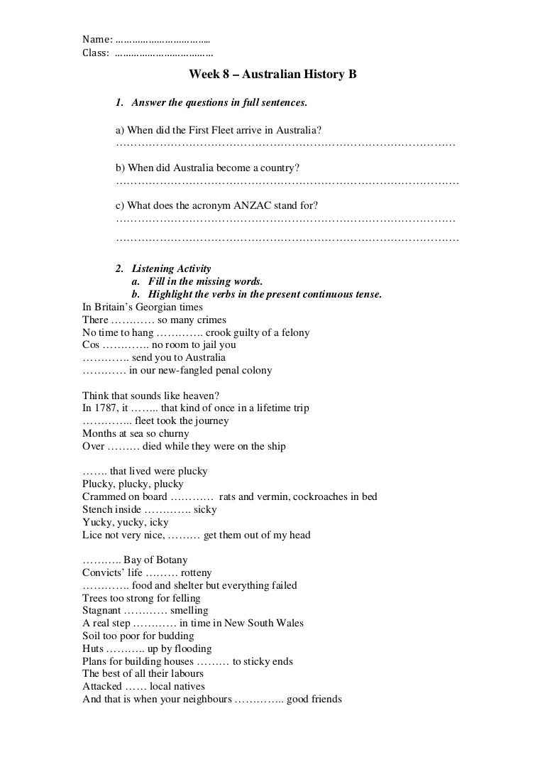 week 8 australian history worksheet b