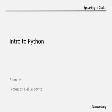 Week 8 intro to python | PPT