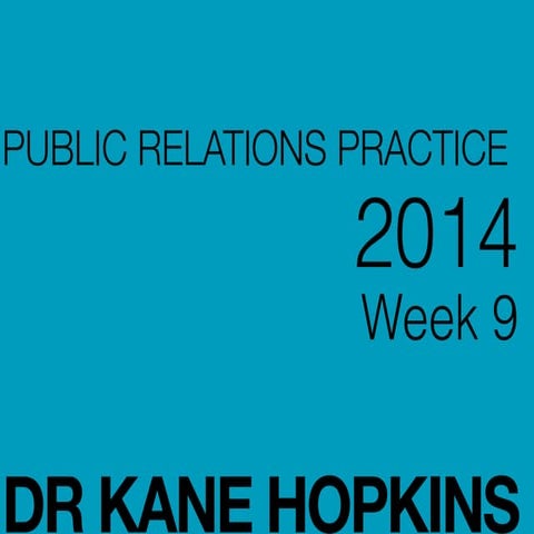 Week 9: Events Management and Publicity 