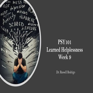 PSY101 Week 9 learned helplessness | PDF