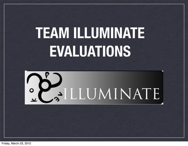 Week 9 team evaluations