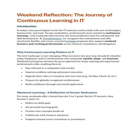 Weekend Reflection: The Journey of Continuous Learning in IT