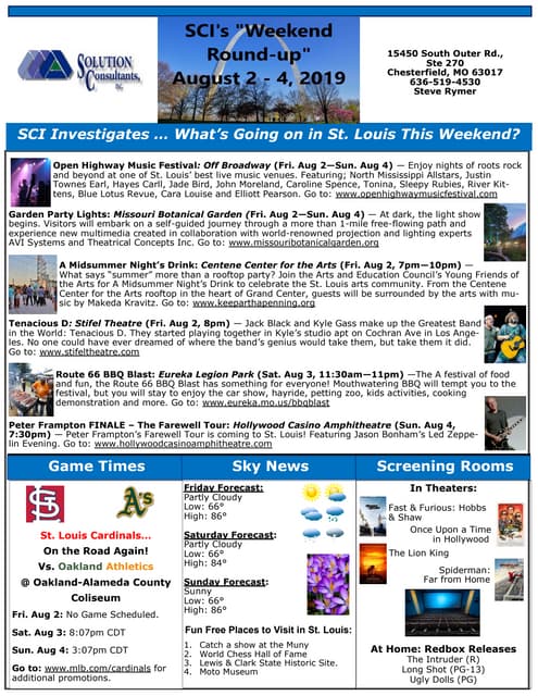 Weekend Round Up Newsletter - Aug 7-9, 2020 | PDF | Cruises | Travel Type