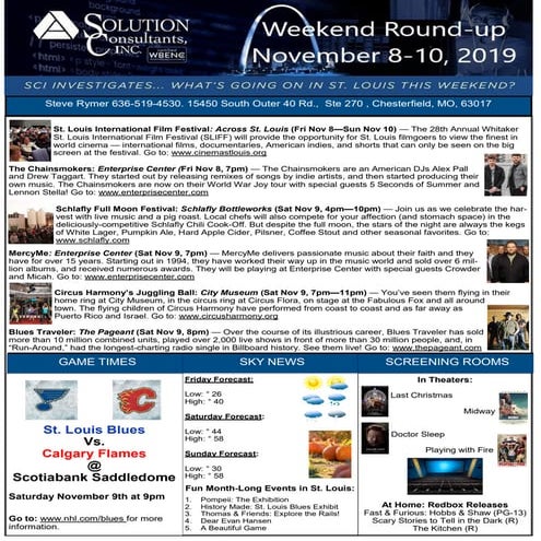 Weekend Round Up Newsletter November 8 - 10, 2019 | PDF