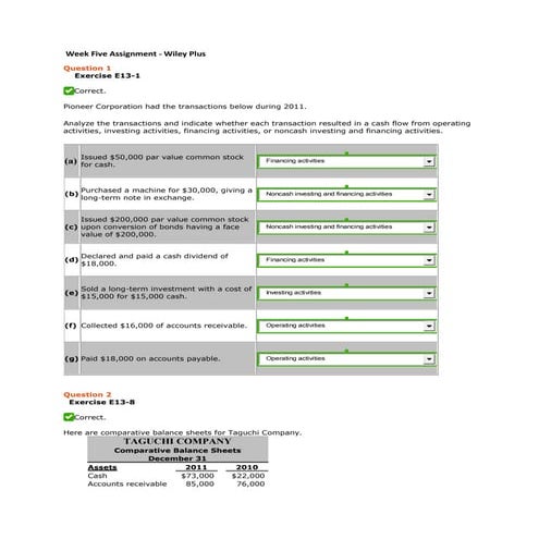 Week five assignment  wiley plus