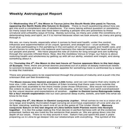 Weekly Astrologycal Report
