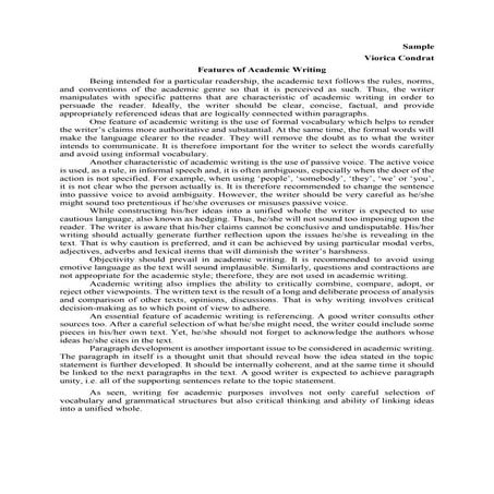 Features of Academic Writing