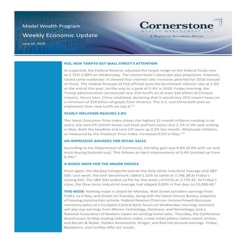 Weekly Economic Update - June 18, 2018