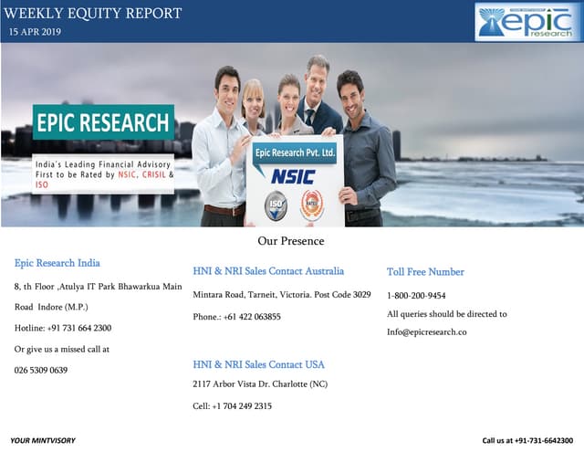 Weekly equity report 15 apr 2019 by epic research