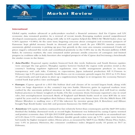 Weekly Market Review - Mar 29, 2013