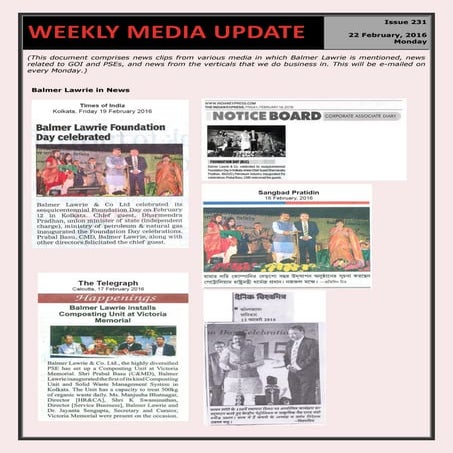 Weekly media update 11.04.2016