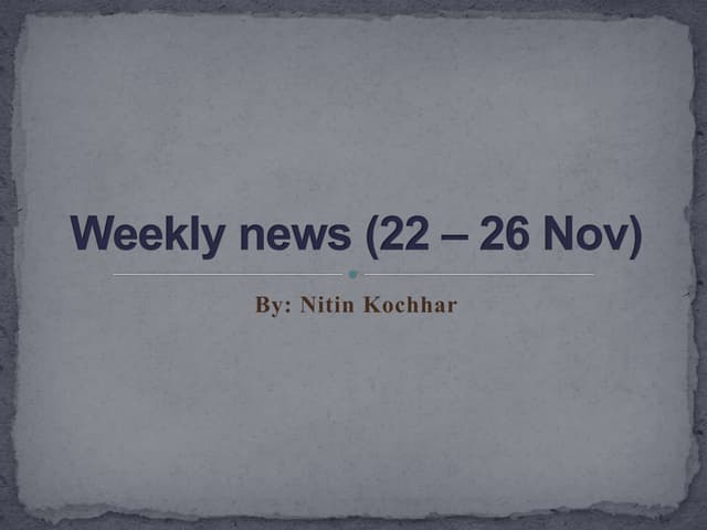Weekly news (22 – 26 nov