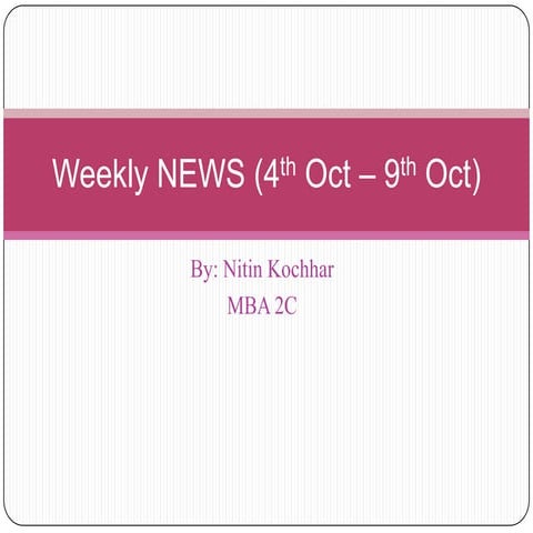 Weekly news (4th oct – 9th oct