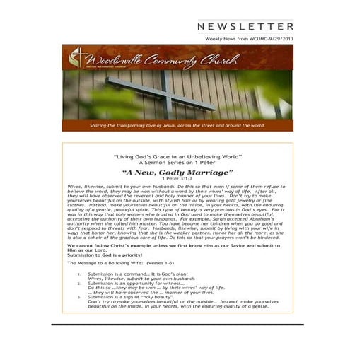 Weekly news from WCUMC Sept 29 2013