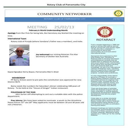 Weekly newsletter 130225