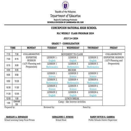 Concepcion NHS NLC 2024 Weekly plan 2024.docx