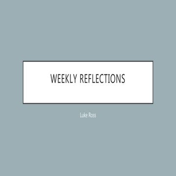 Weekly reflections