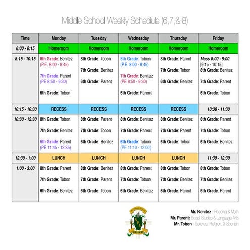 Weekly Schedule09 10 (Trimester 2)