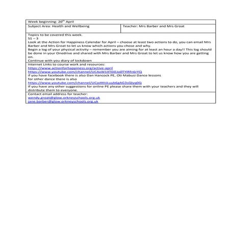 Weekly tasks (secondary) hwb wc 20 4-2020 | PDF