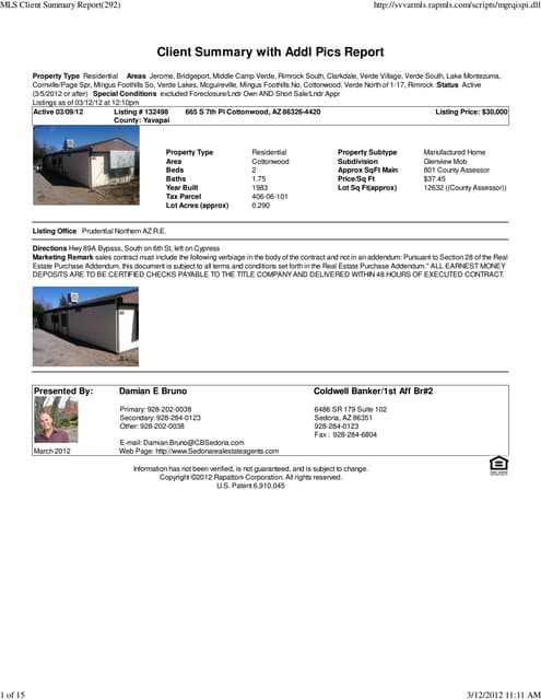 Weekly Verde Valley Real Estate Transaction Report