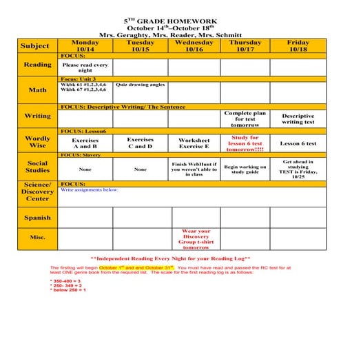 Week of October 14th