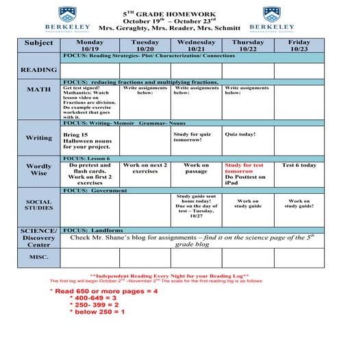 Week of october 19th