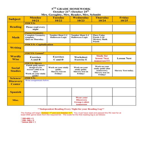 Week of October 21st