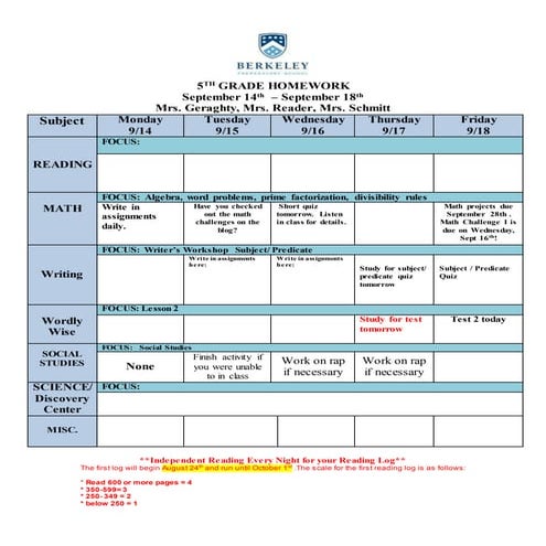 Week of September 14th 