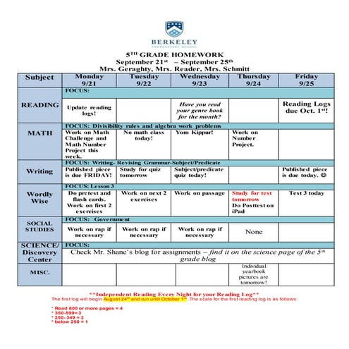 Week of September 21st 