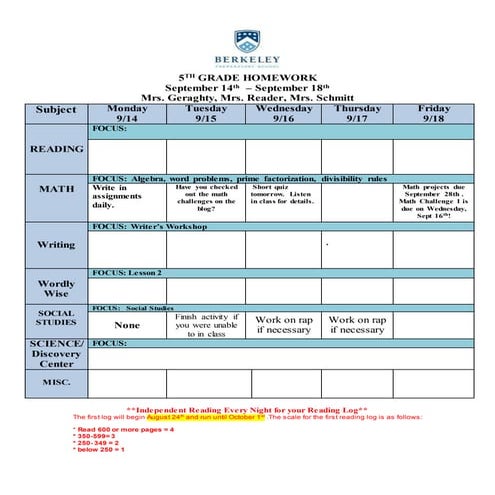 Week of September 14th 