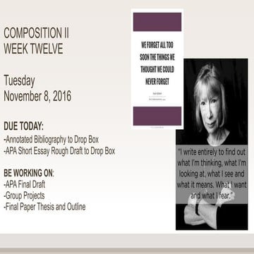 Week twelve reflective writing