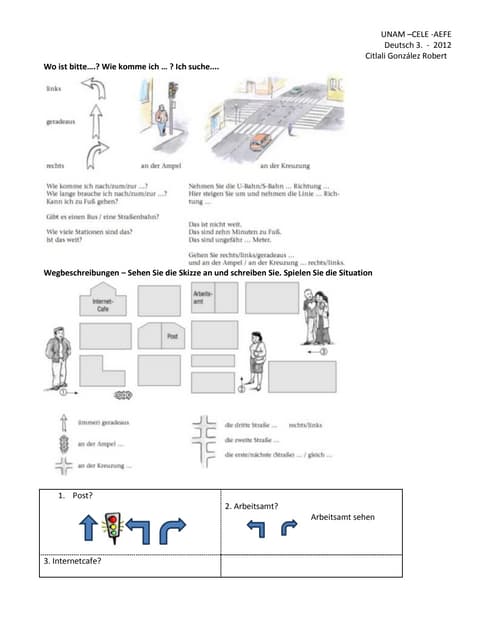 Wegbeschreibung Englisch übungen Pdf Klasse 4 Wegbeschreibung | PDF