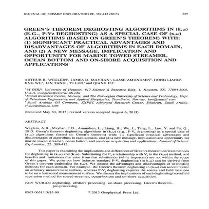 Green's Theorem Deghostin Algorthm- Dr. Arthur B. Weglein
