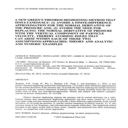 New Green's Theorem Dr. Arthur Weglein PDF