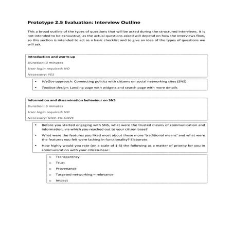 WeGov: 2nd Evaluation - 1st Interview