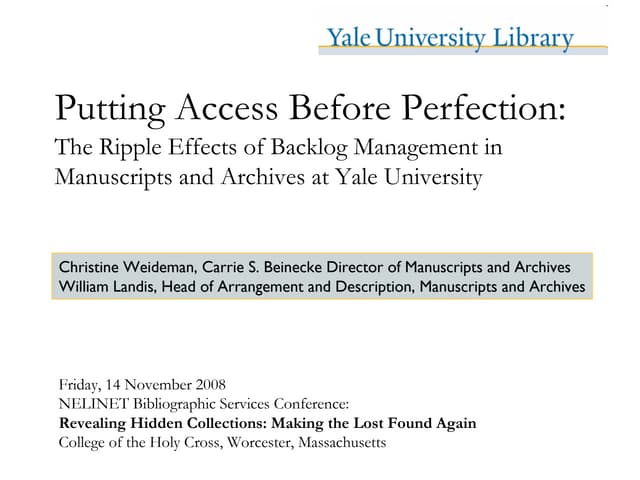 Putting Access Before Perfection: The Ripple Effects of Backlog Management in...