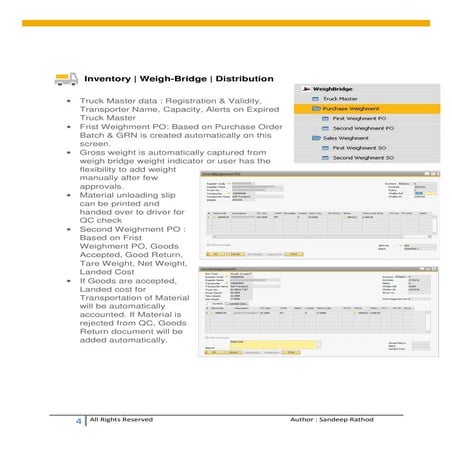 Weigh bridge linked to sales, purchase, export &amp; sub contracting