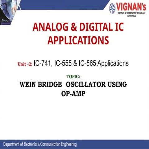 WEIN BRIDGE OSCILLATIONS in electronicss
