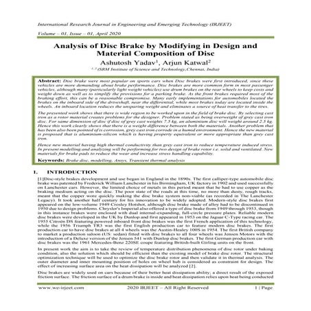 Analysis of Disc Brake by Modifying in Design and Material Composition ...