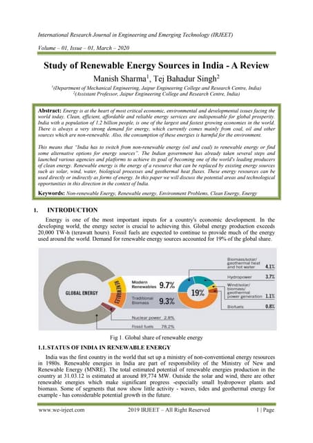 Resources of Renewable Energy in India | PDF