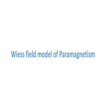 Weiss field model