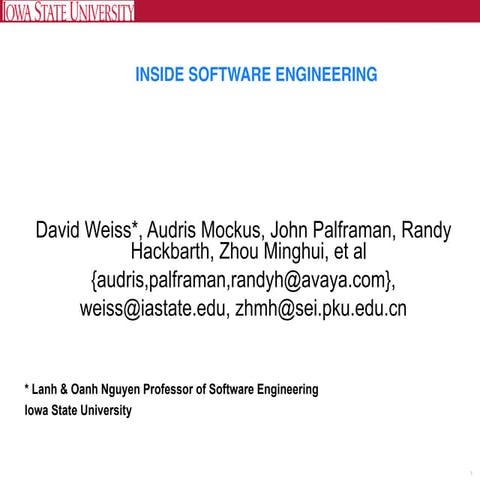 ICSE 2011 Panel - David Weiss